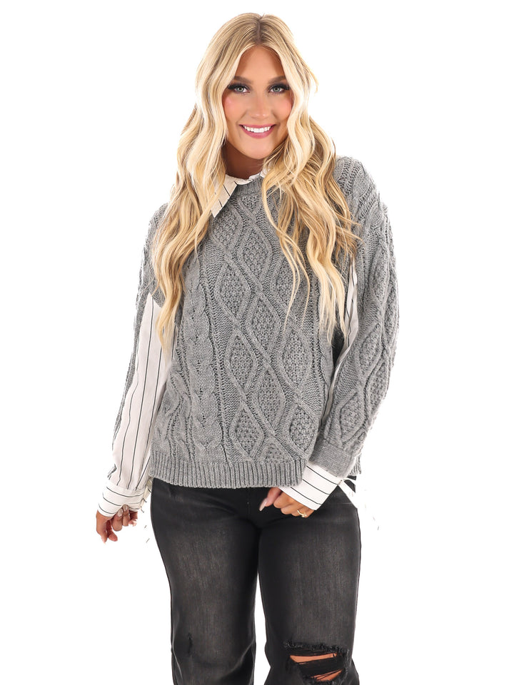 Pretty Preppy Cable Knit Sweater Top