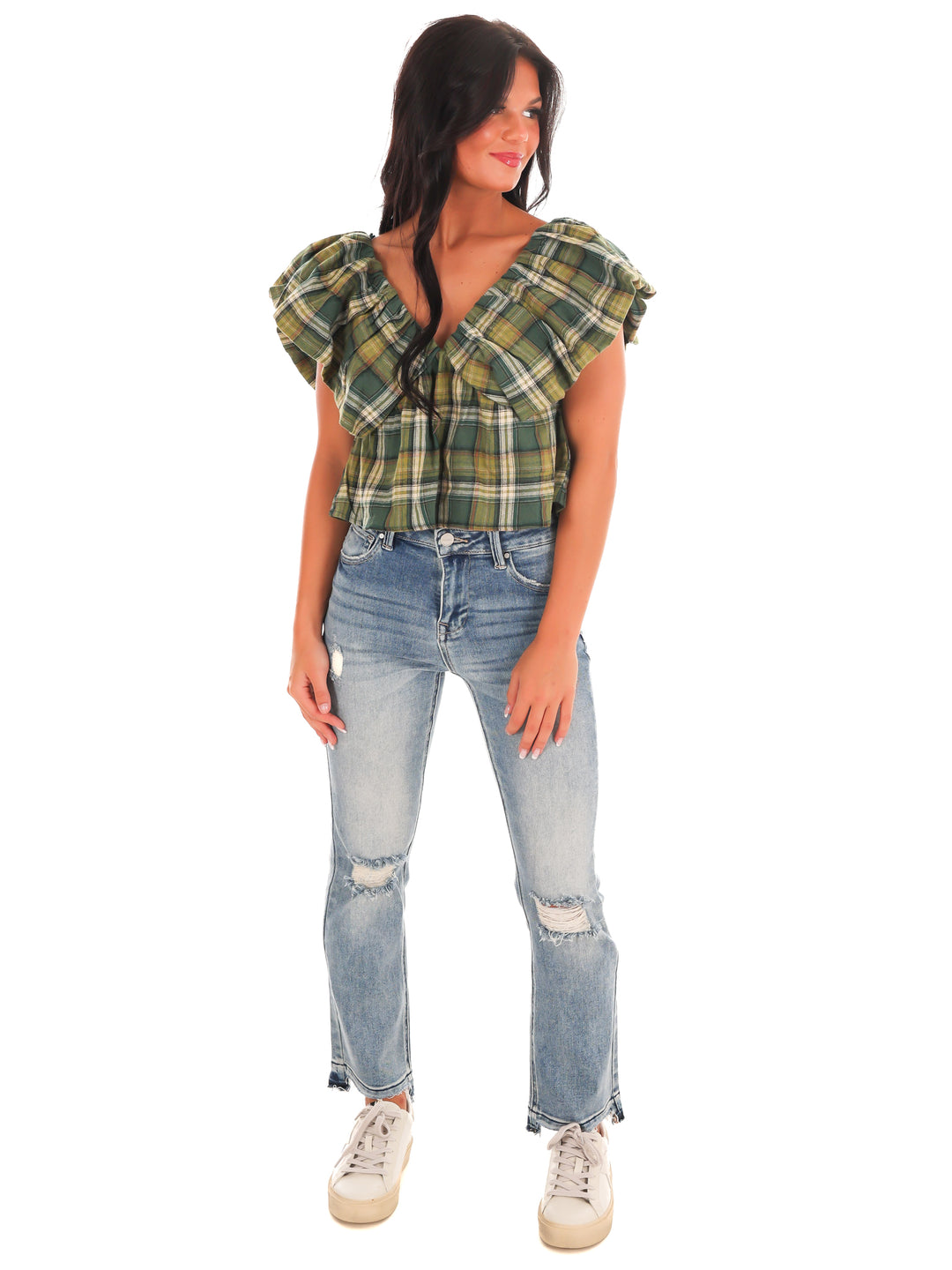 Rustic Retreat Plaid Babydoll Top