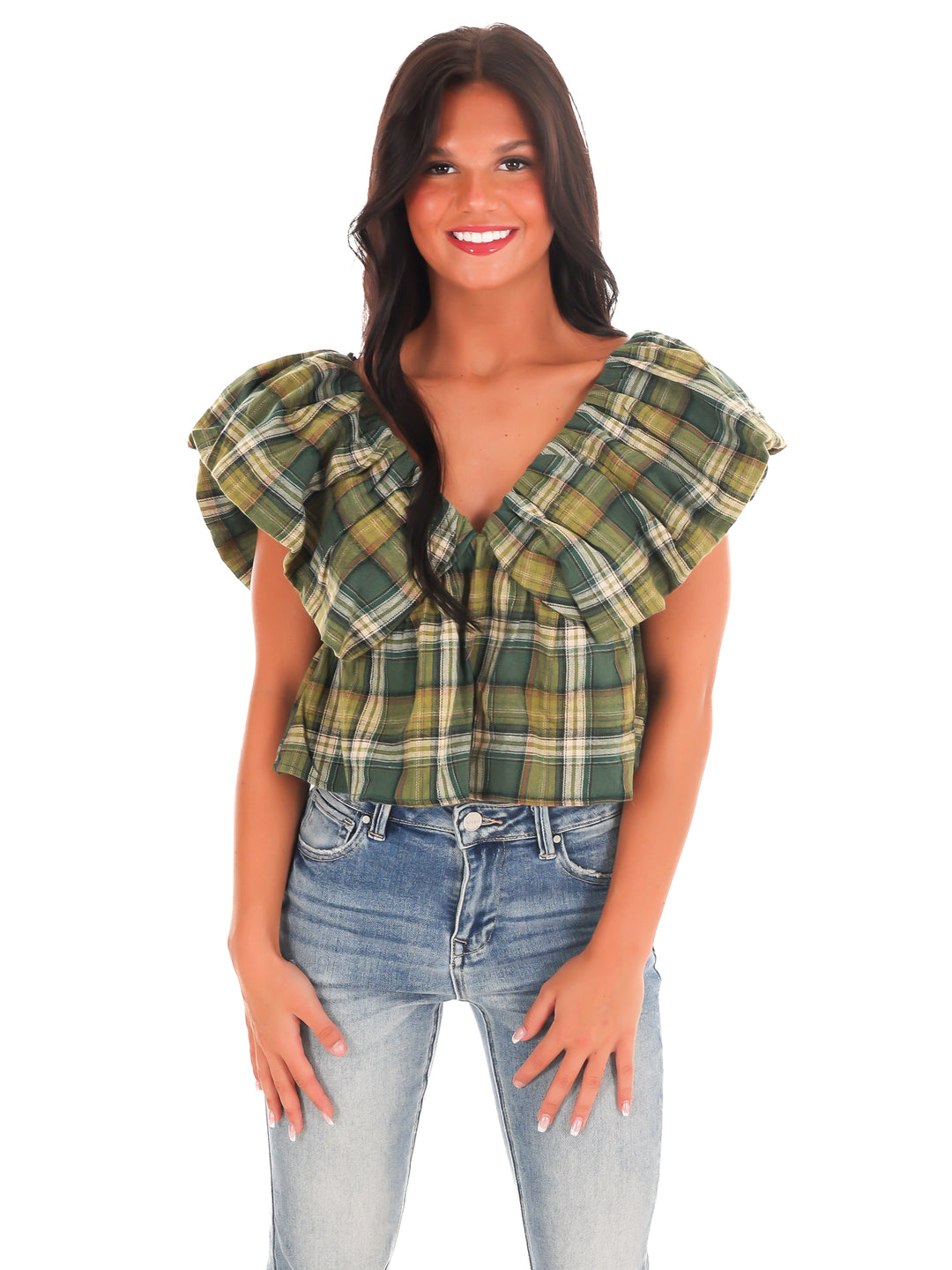 Rustic Retreat Plaid Babydoll Top