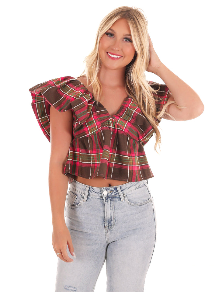 Rustic Retreat Plaid Babydoll Top