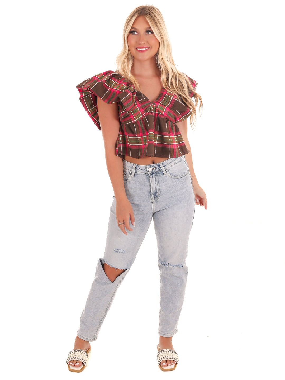 Rustic Retreat Plaid Babydoll Top