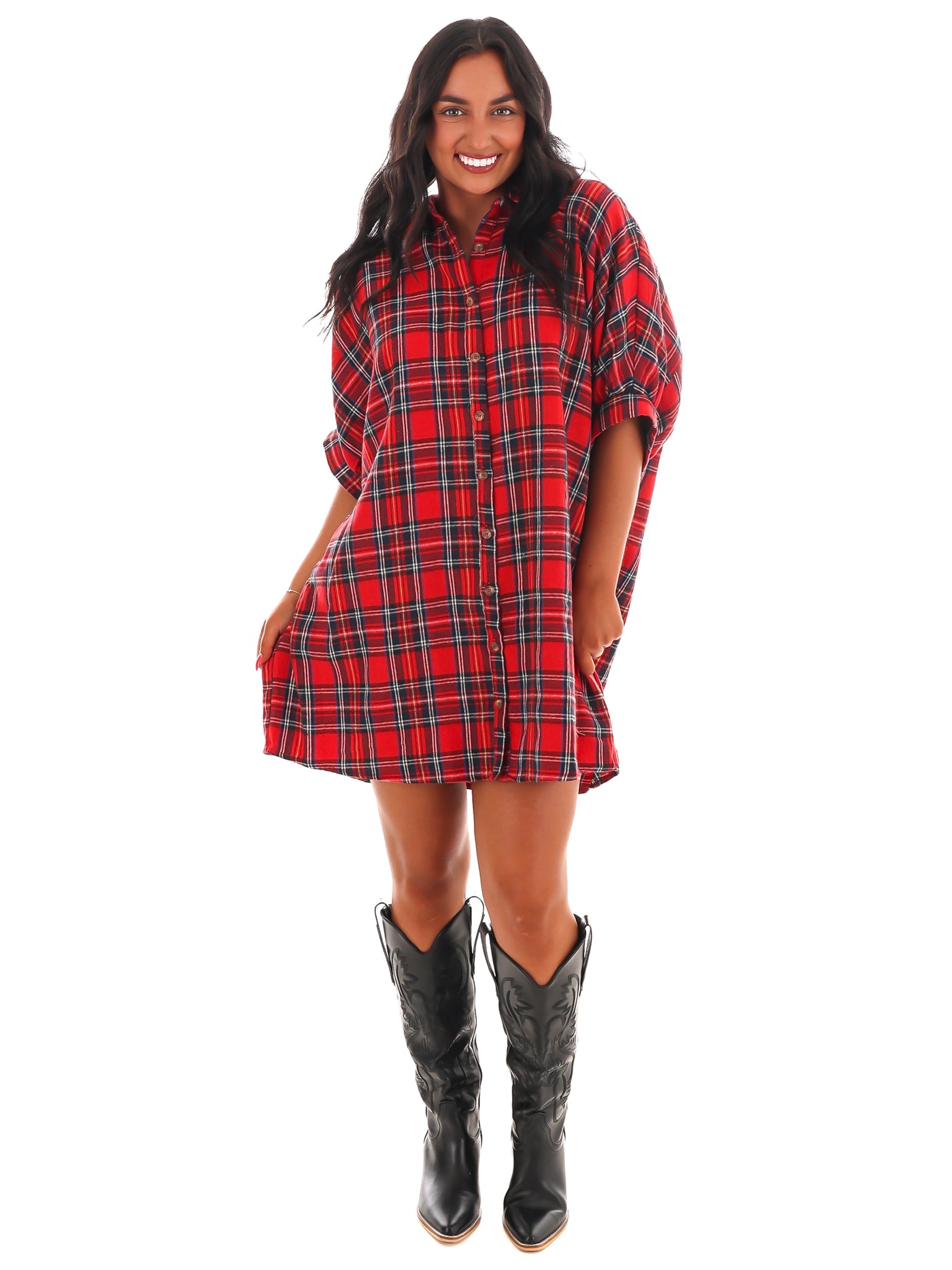 Need it All Plaid Shirt Dress