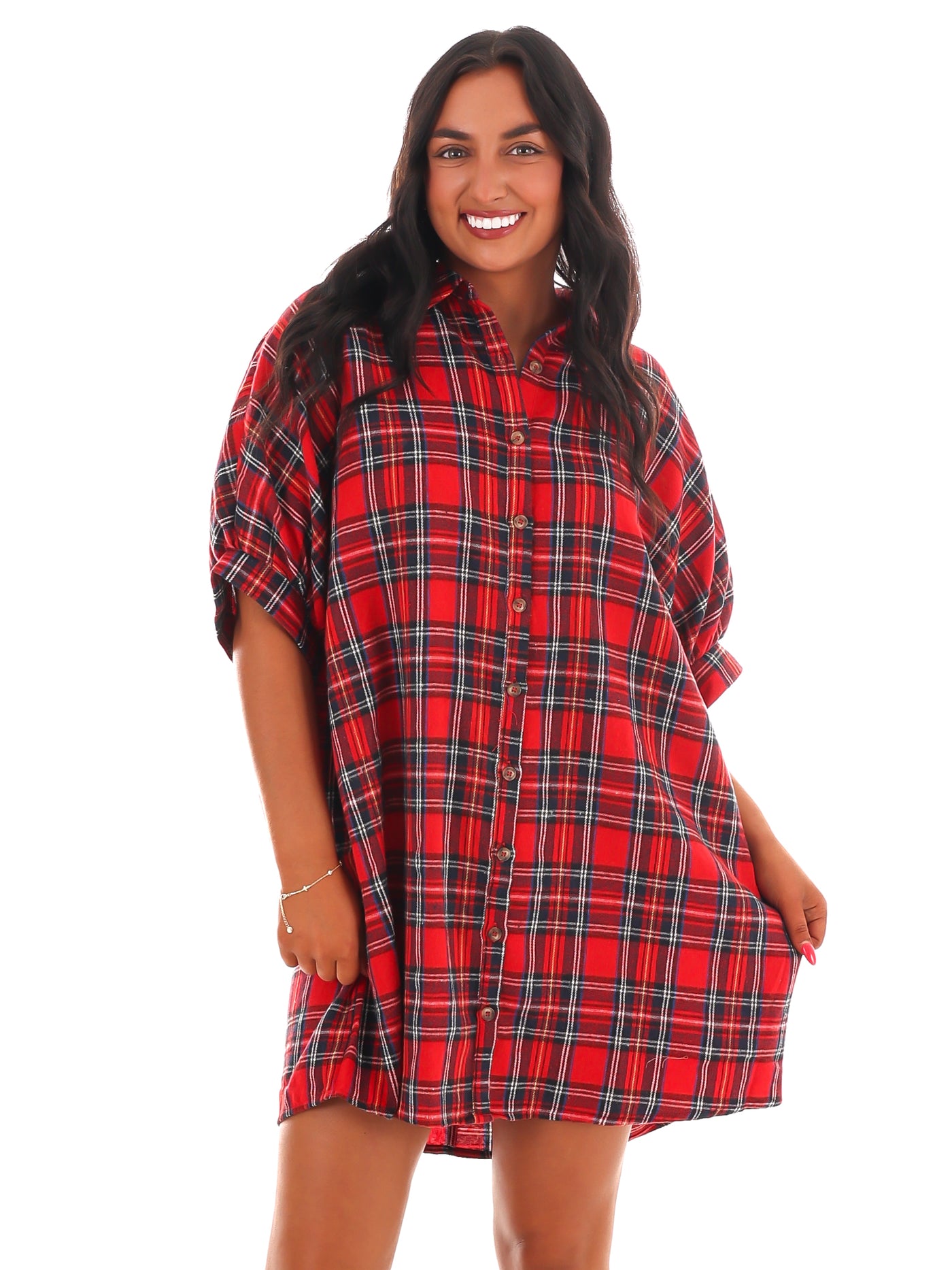 Need it All Plaid Shirt Dress