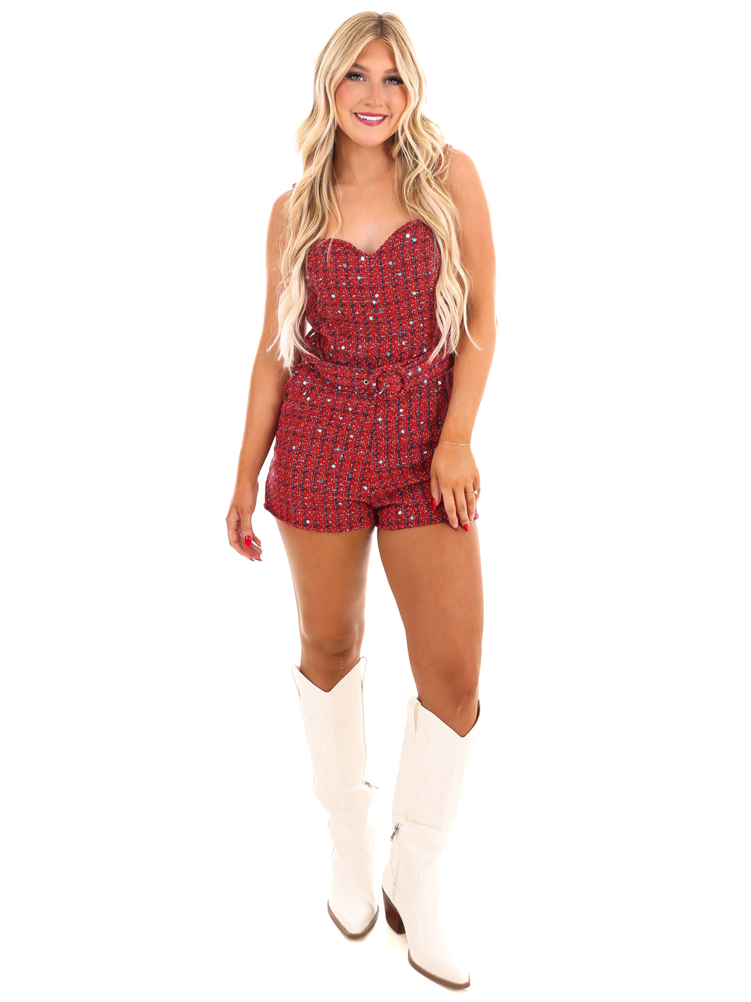 Love Me Anyway Sequin Tweed Romper