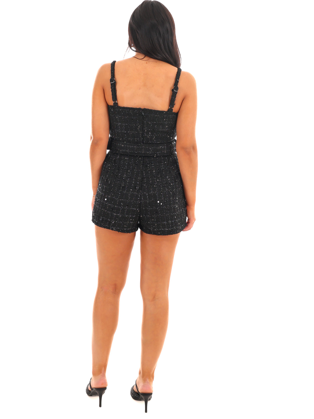 Love Me Anyway Sequin Tweed Romper