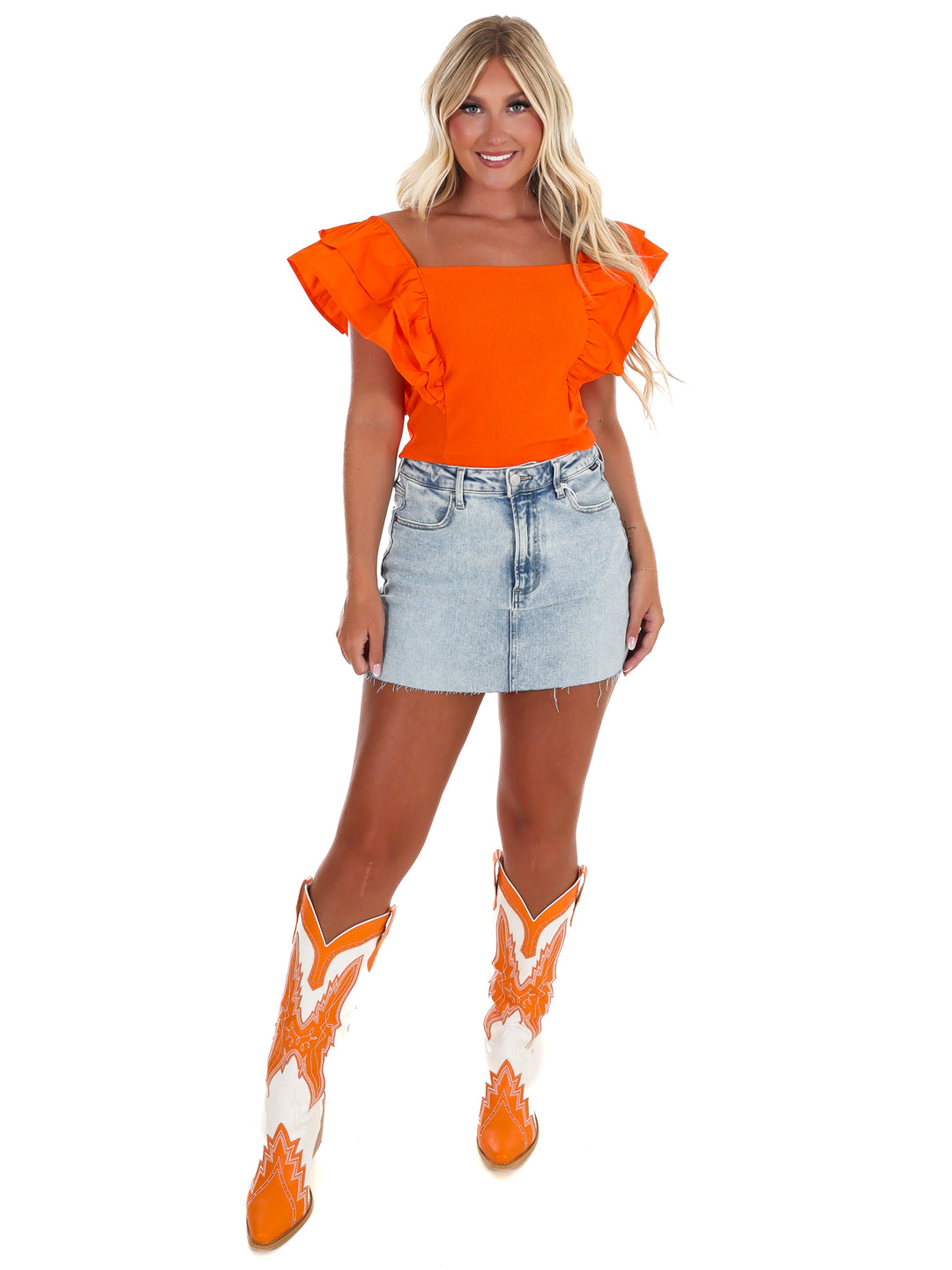 Call the Game Ribbed Ruffle Top