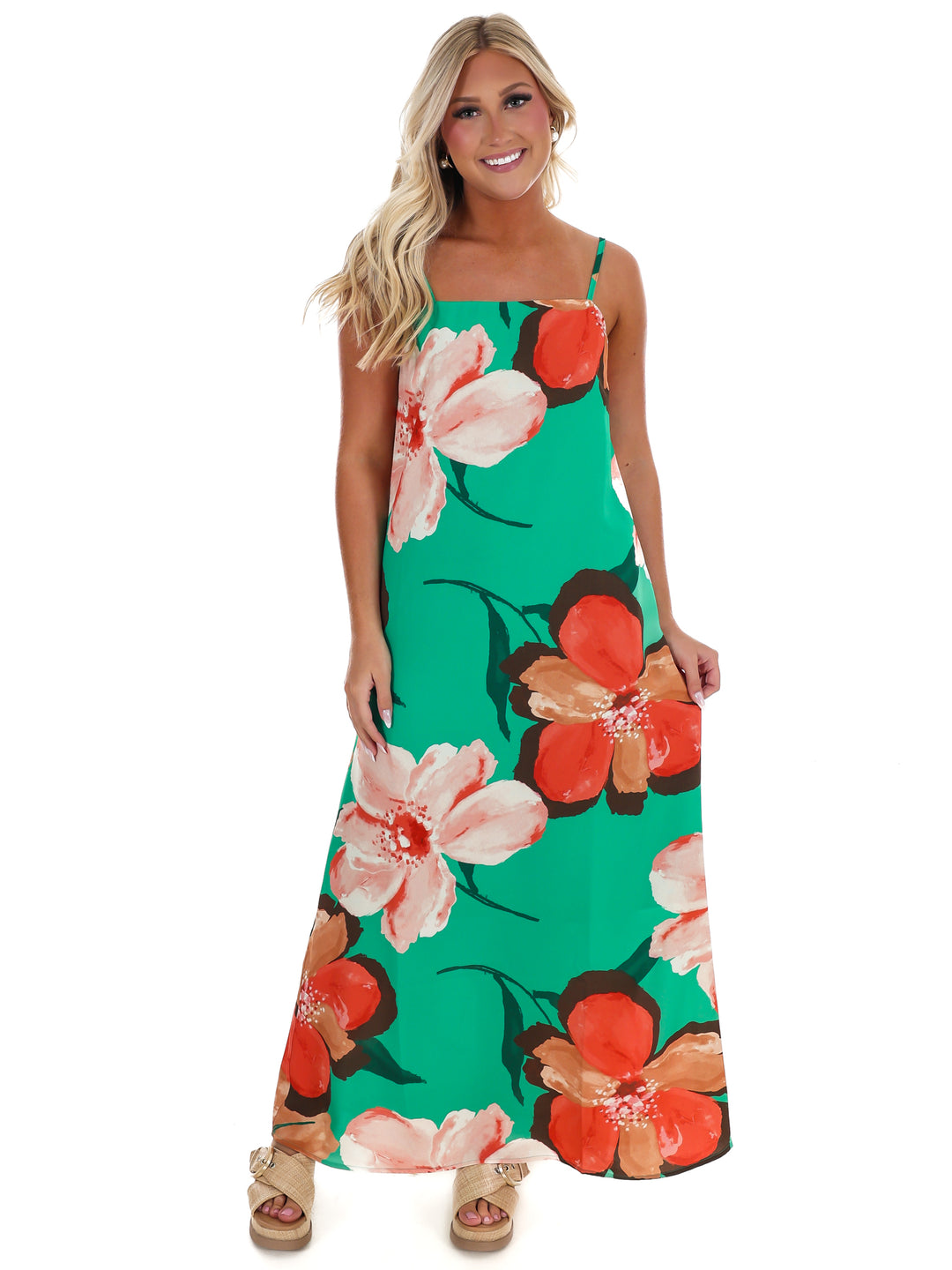 Emerald Bloom Maxi Dress
