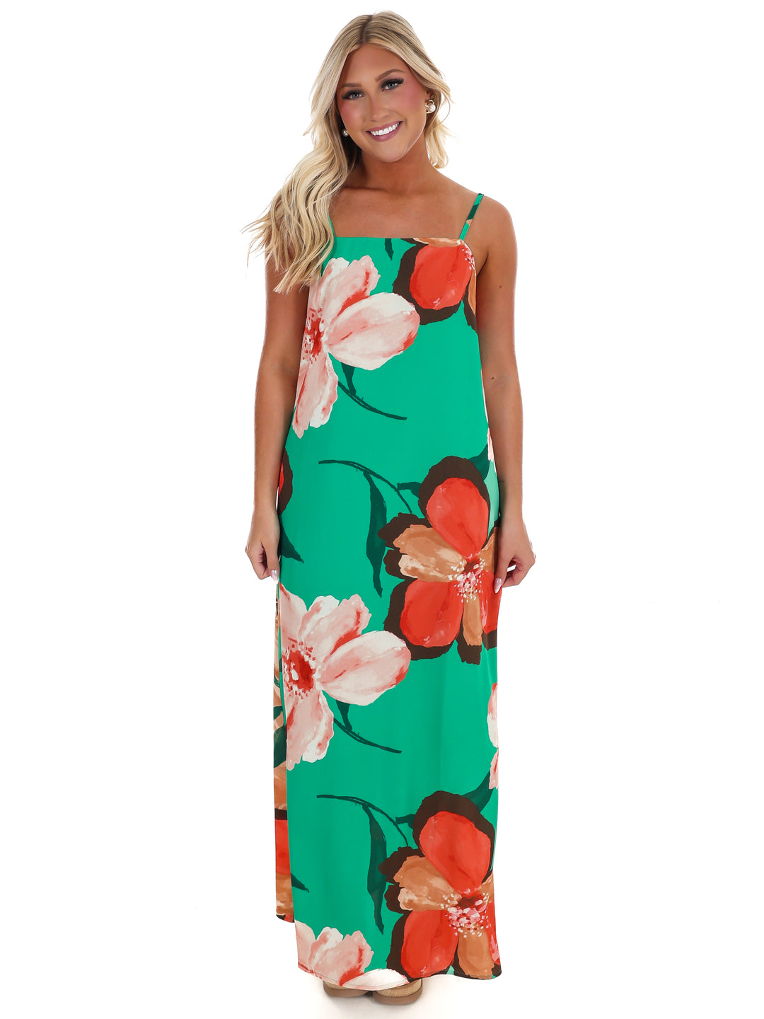 Emerald Bloom Maxi Dress