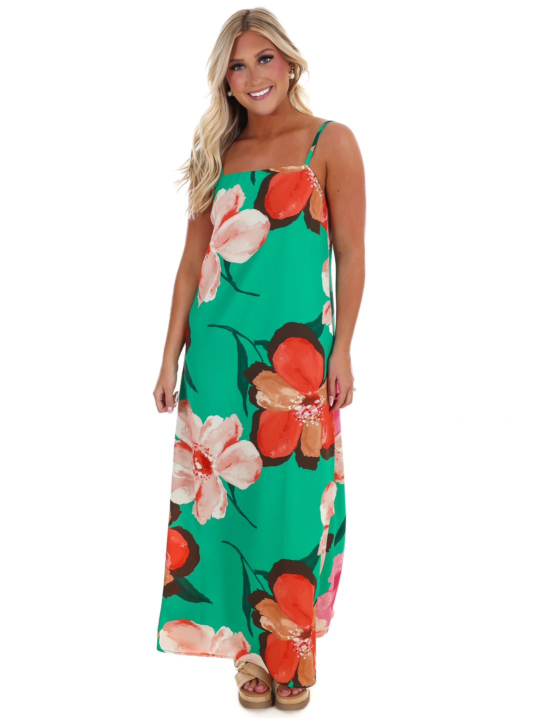 Emerald Bloom Maxi Dress