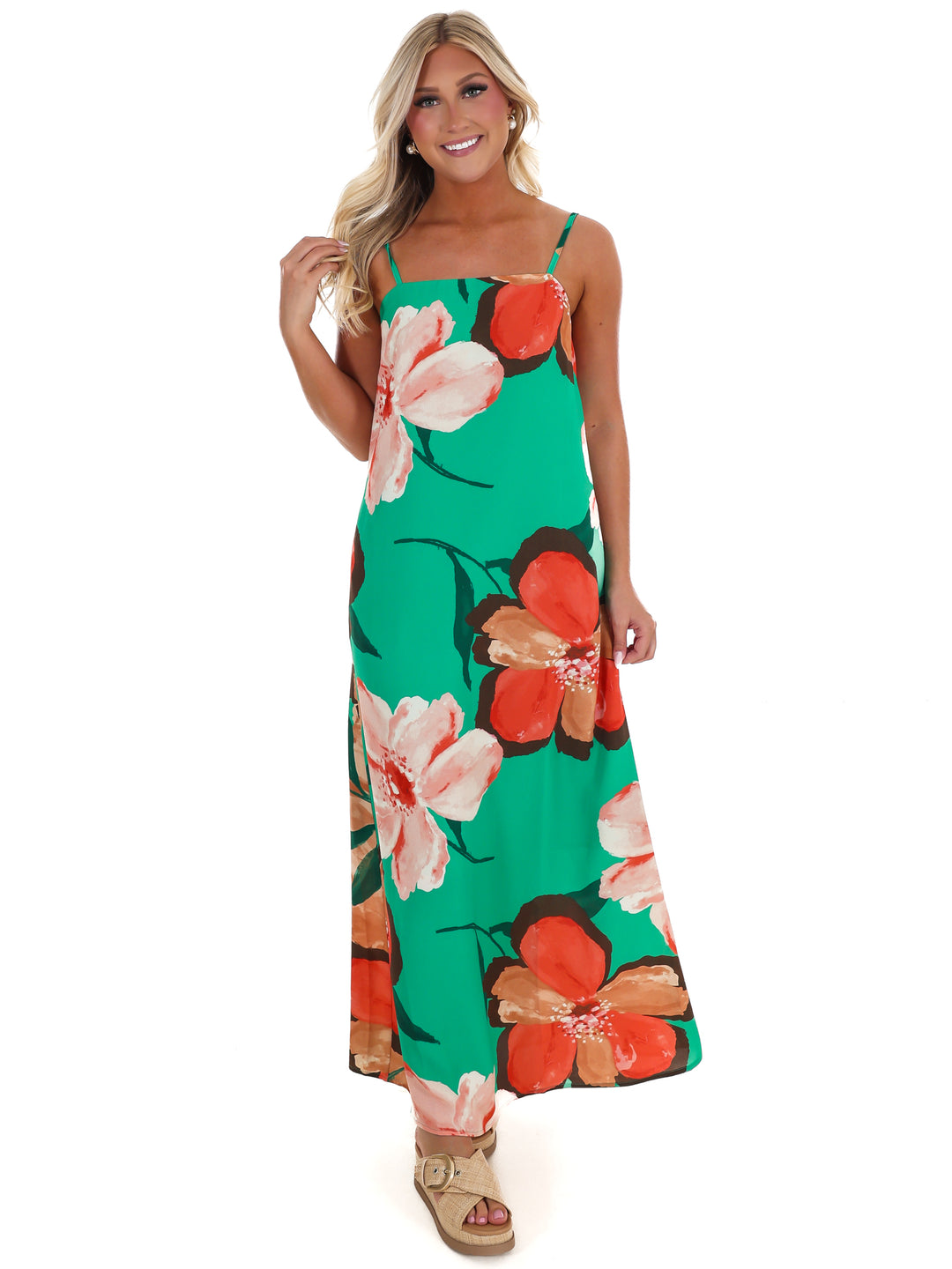 Emerald Bloom Maxi Dress