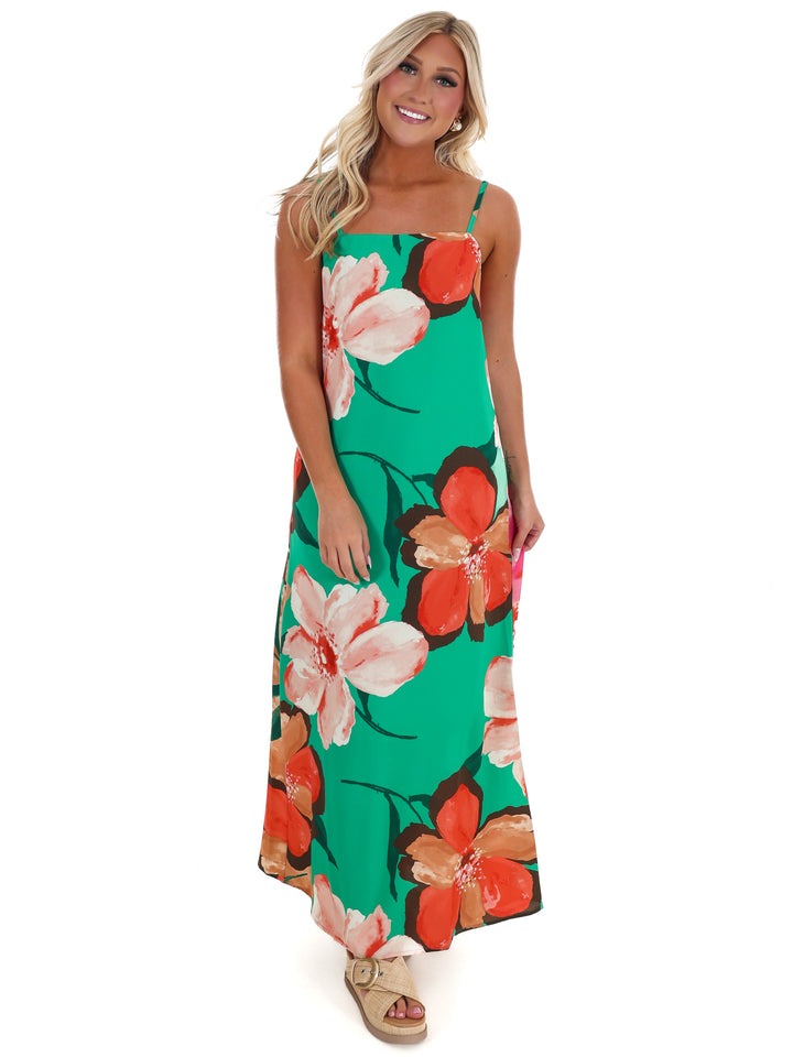 Emerald Bloom Maxi Dress