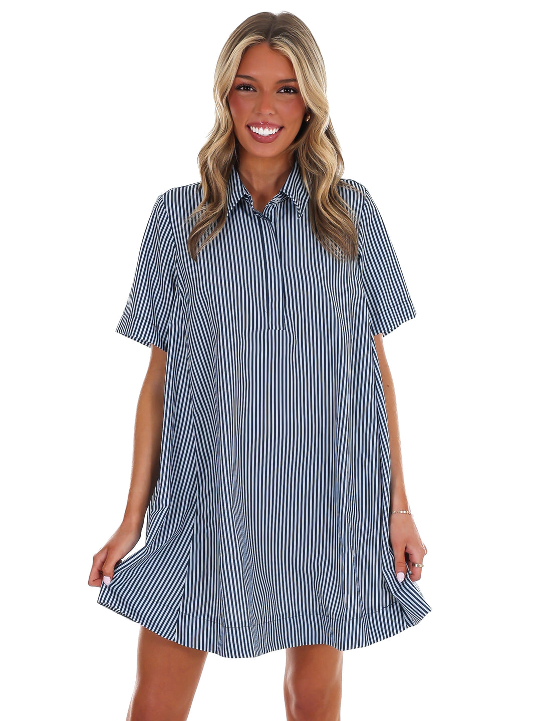Up for Anything Striped Shirt Dress