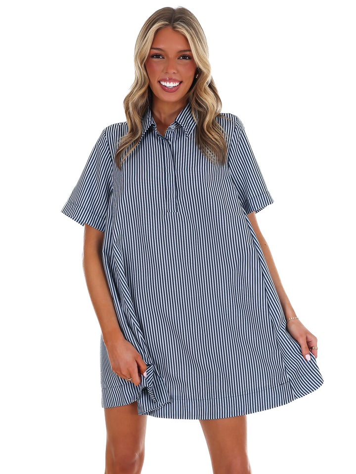 Up for Anything Striped Shirt Dress
