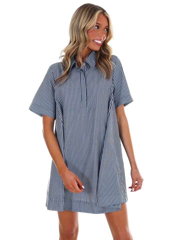 Up for Anything Striped Shirt Dress