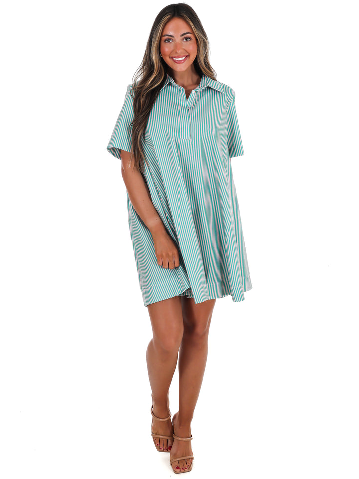 Up for Anything Striped Shirt Dress