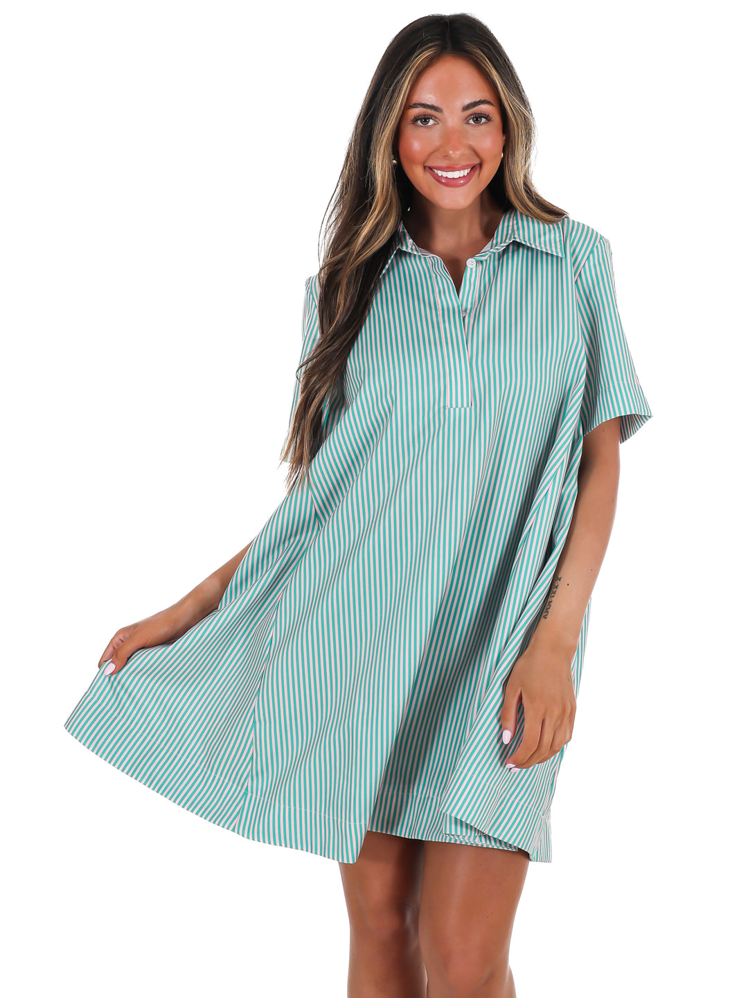 Up for Anything Striped Shirt Dress