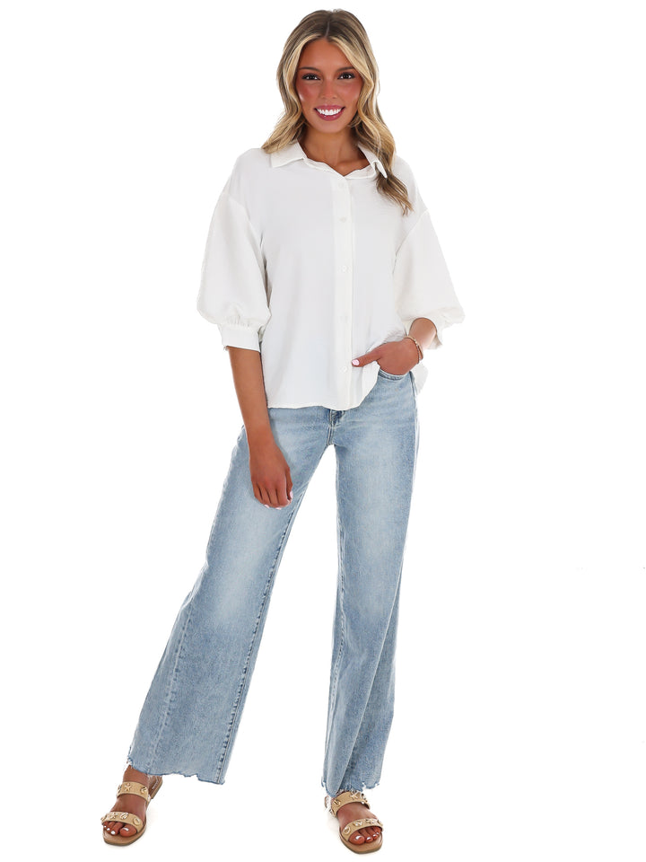 Sure Thing Button Down Top