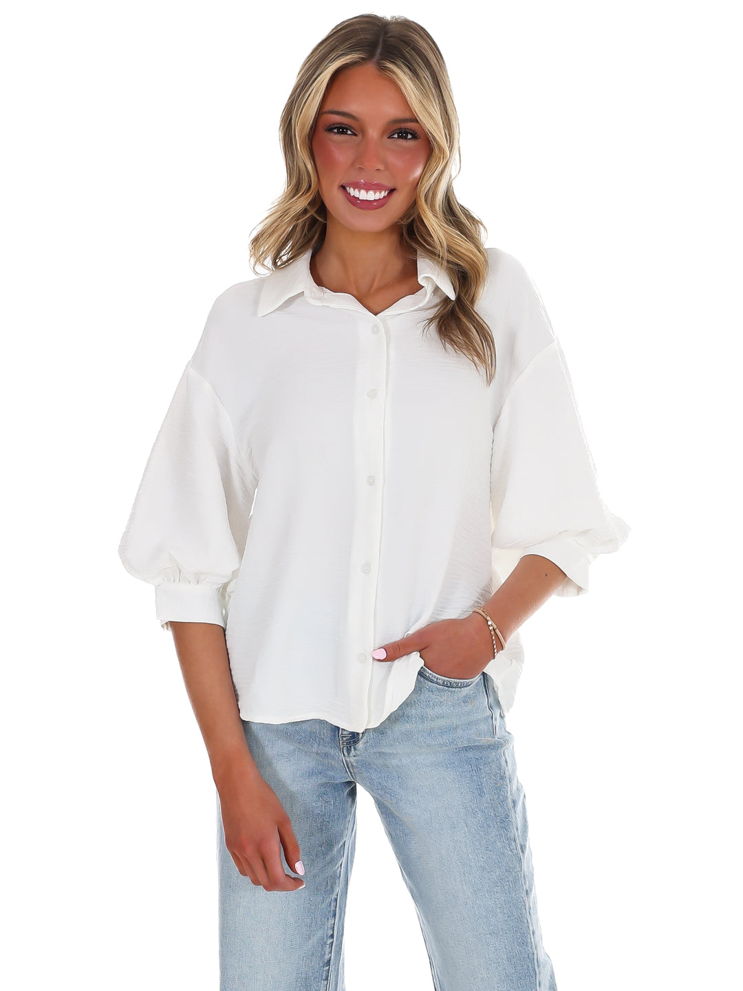 Sure Thing Button Down Top