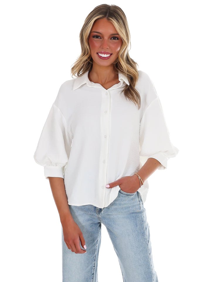 Sure Thing Button Down Top