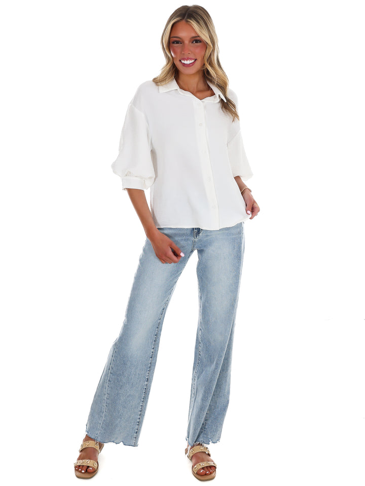 Sure Thing Button Down Top