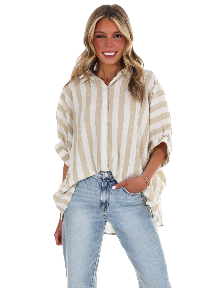 Because of You Stripe Button Down Top