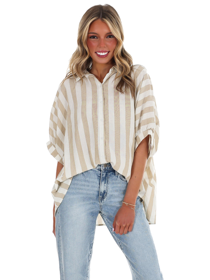 Because of You Stripe Button Down Top