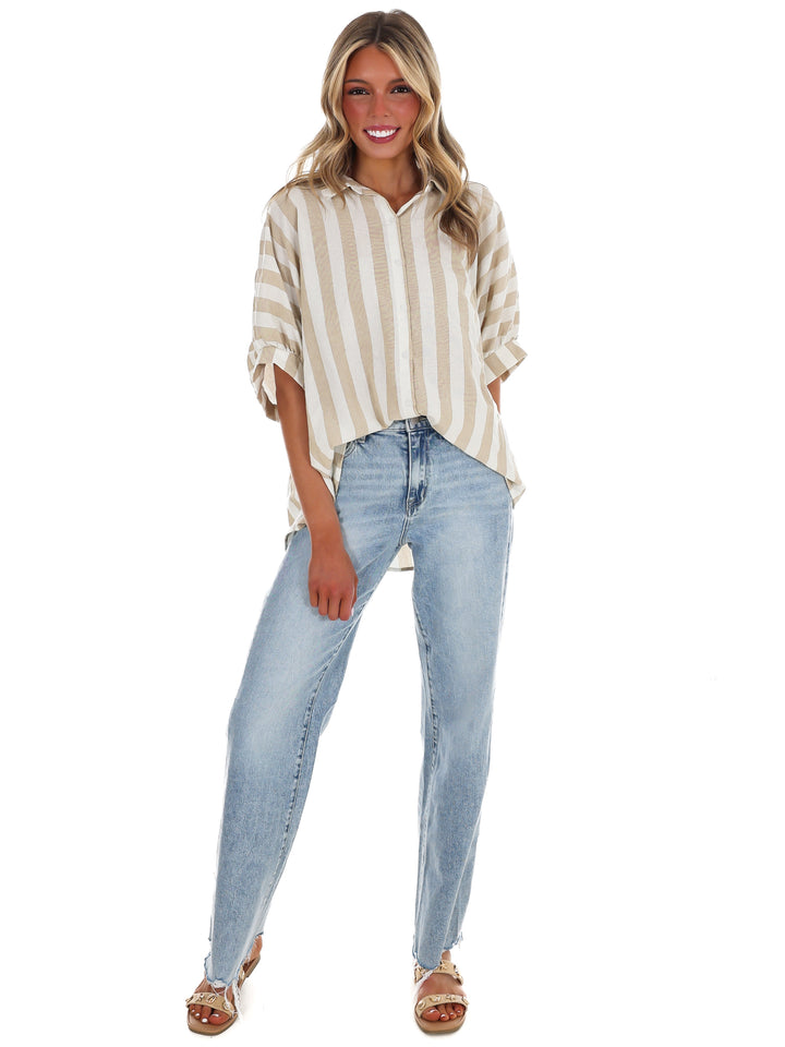 Because of You Stripe Button Down Top