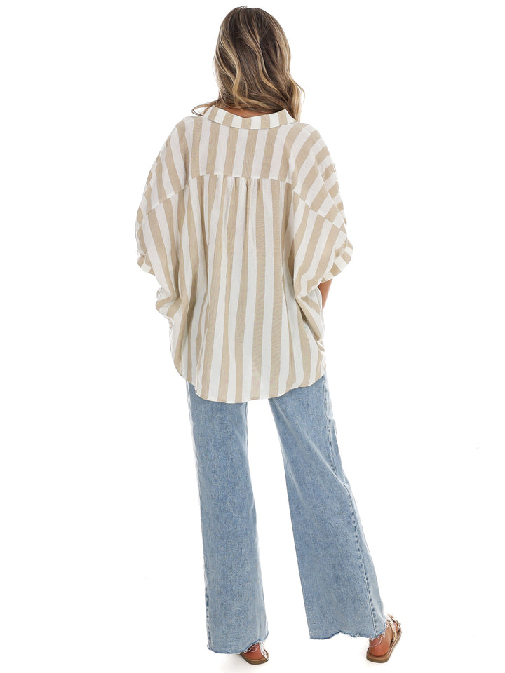 Because of You Stripe Button Down Top