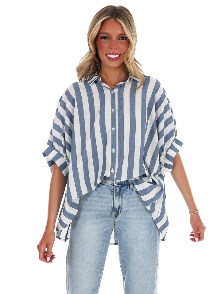 Because of You Stripe Button Down Top
