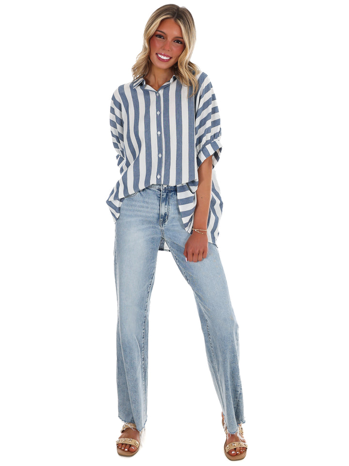 Because of You Stripe Button Down Top