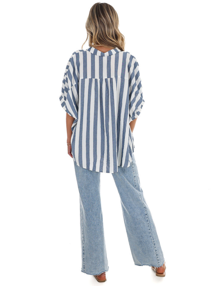 Because of You Stripe Button Down Top