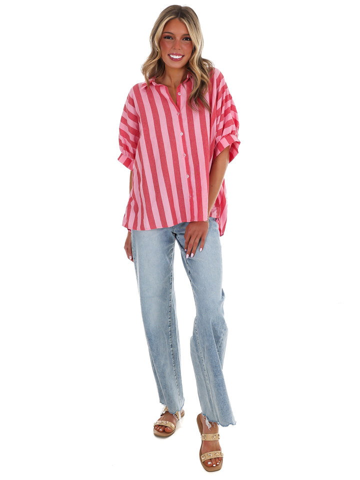 Because of You Stripe Button Down Top