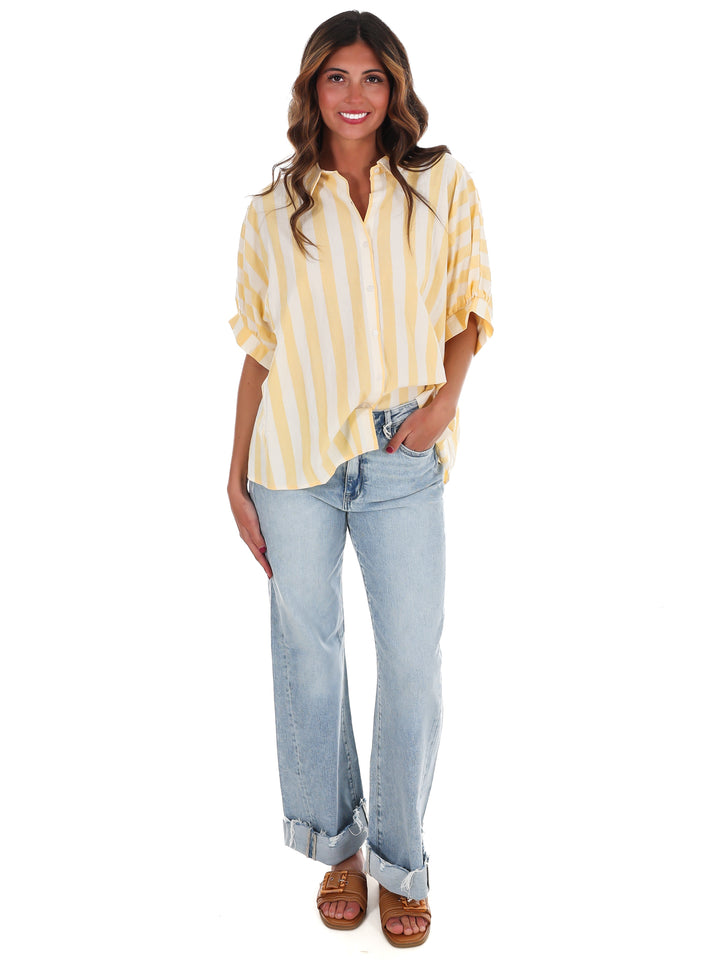 Because of You Stripe Button Down Top