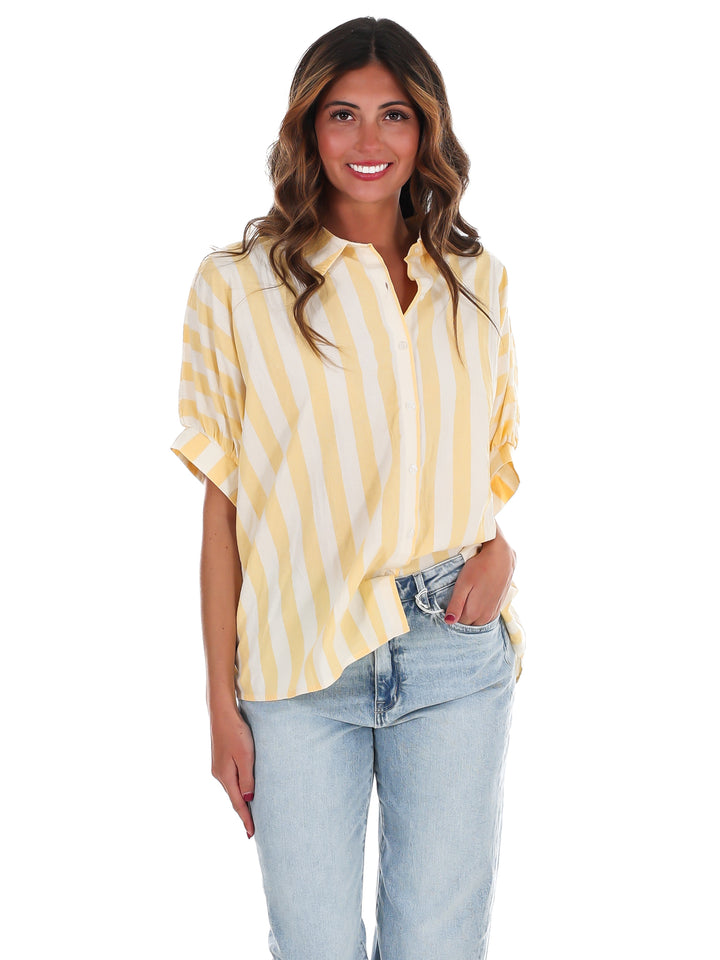 Because of You Stripe Button Down Top