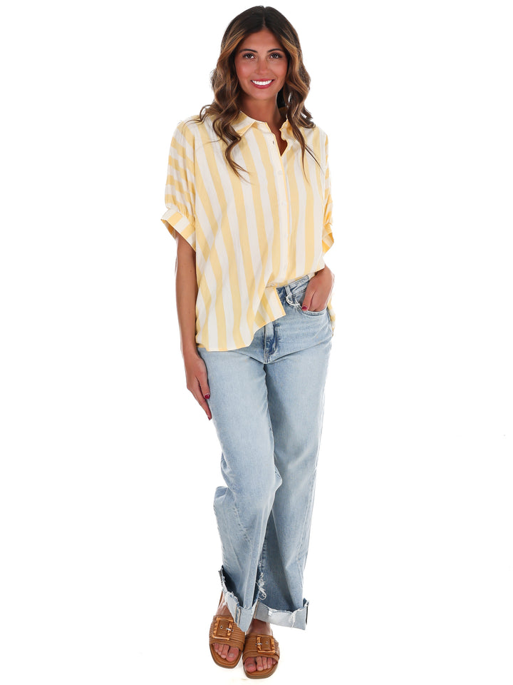 Because of You Stripe Button Down Top