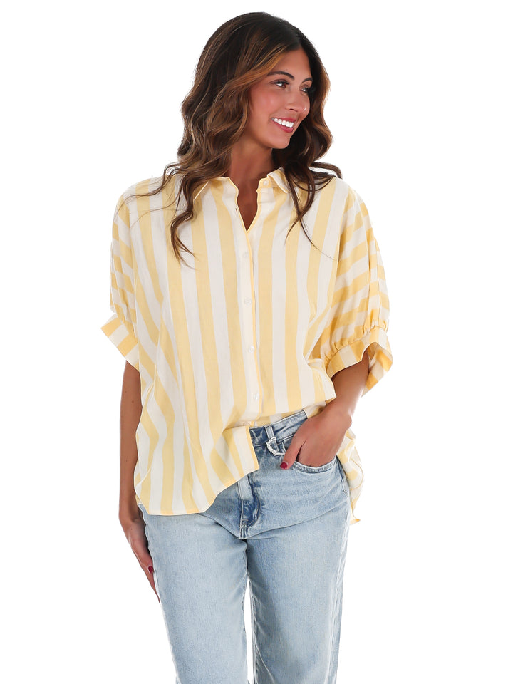 Because of You Stripe Button Down Top