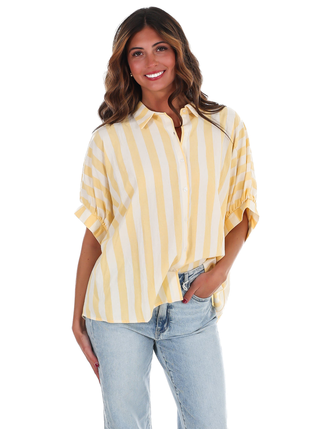Because of You Stripe Button Down Top