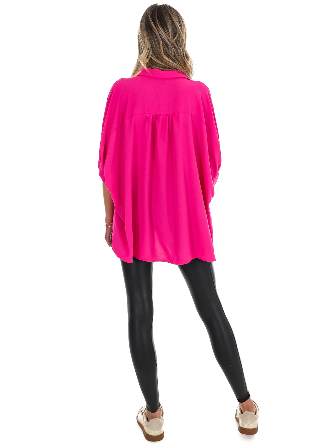 Fingers Crossed Oversized Button Down Top