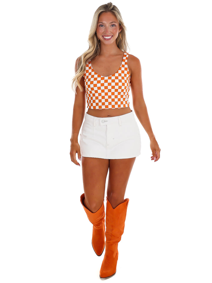 Checkerboard V-Neck Tank