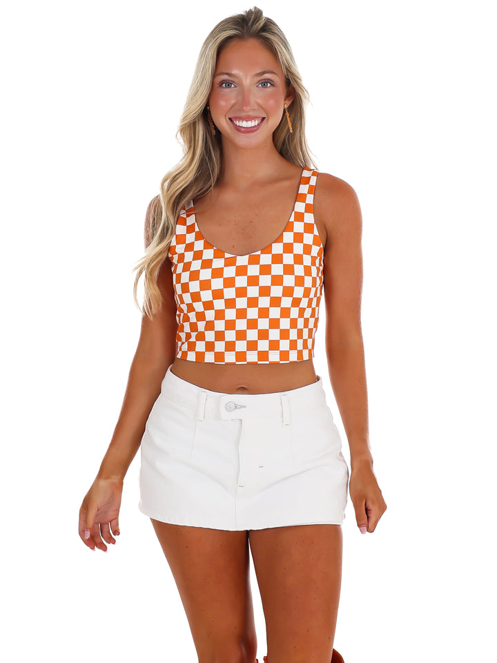 Checkerboard V-Neck Tank