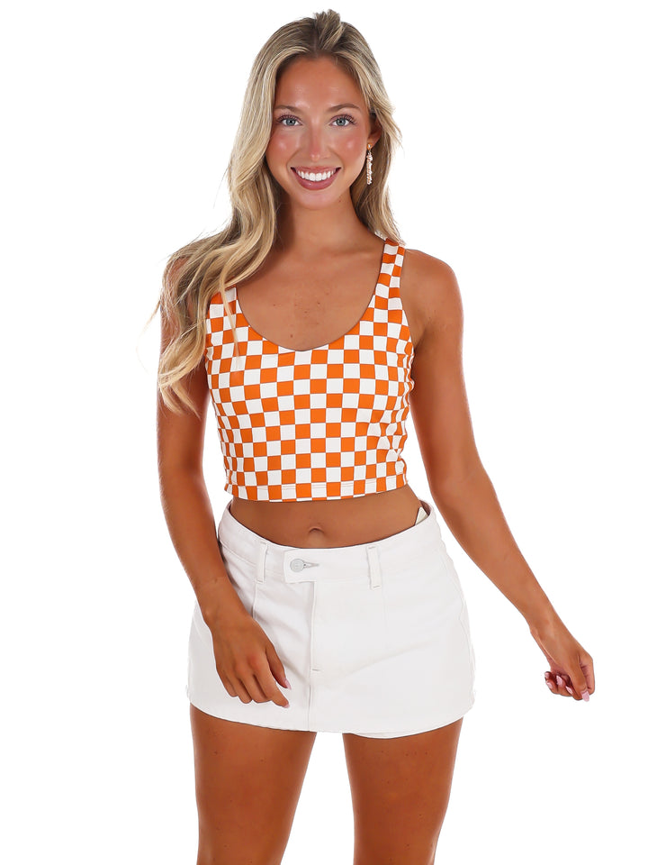 Checkerboard V-Neck Tank