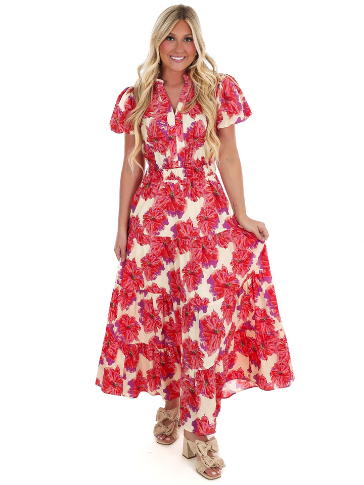 Spring Stroll Floral Midi Dress