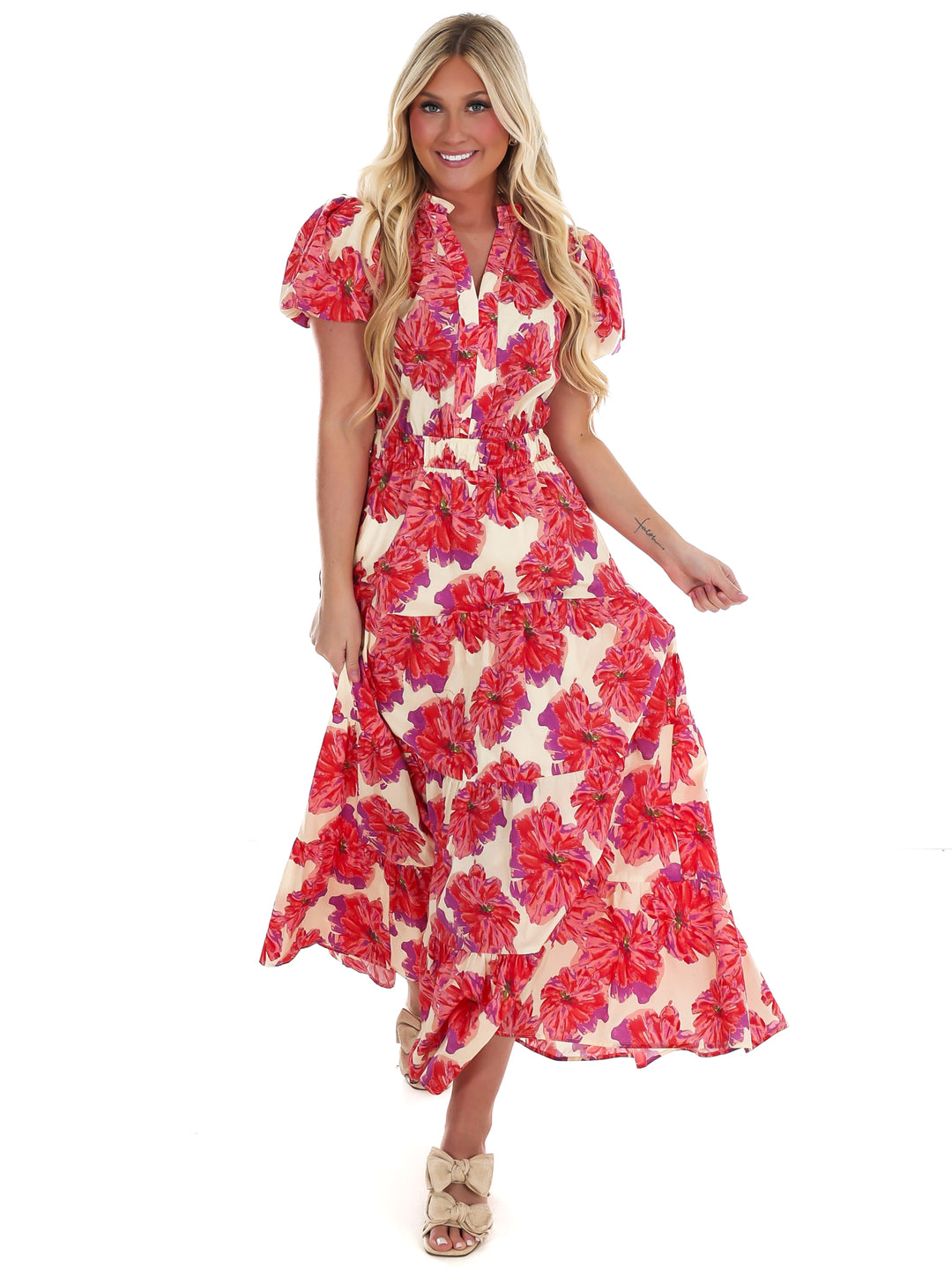 Spring Stroll Floral Midi Dress