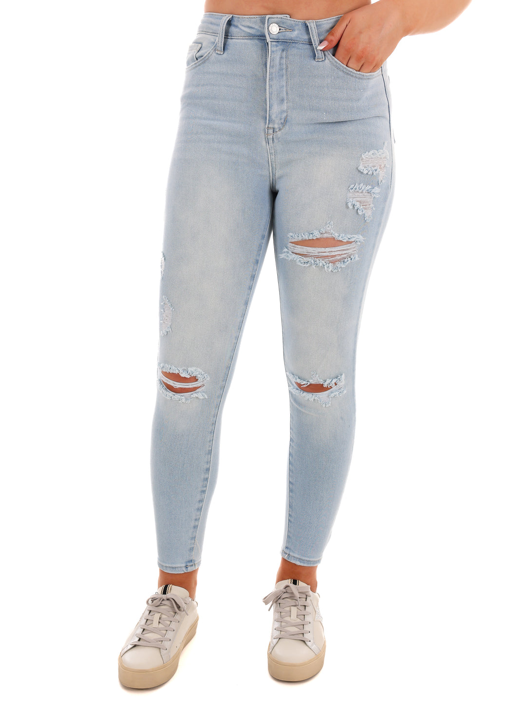 Latest Trends Light High Rise Destroy Ankle Skinny Jean