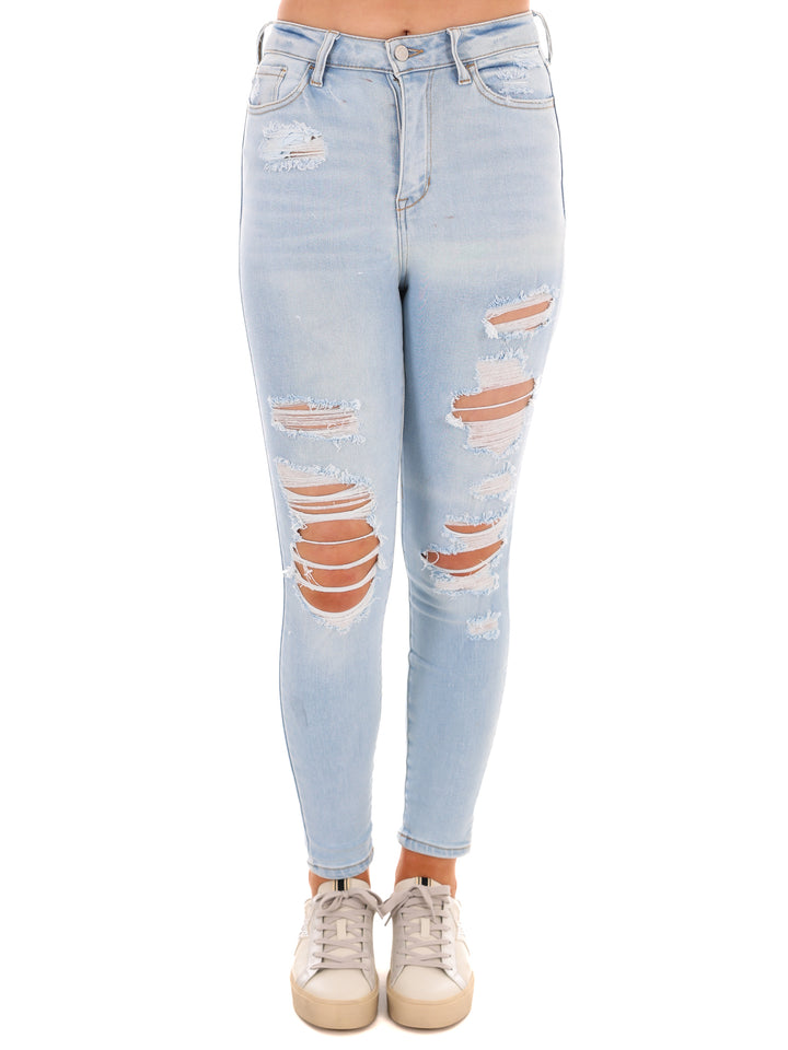 Born to Run Light High Rise Destroy Ankle Skinny Jean