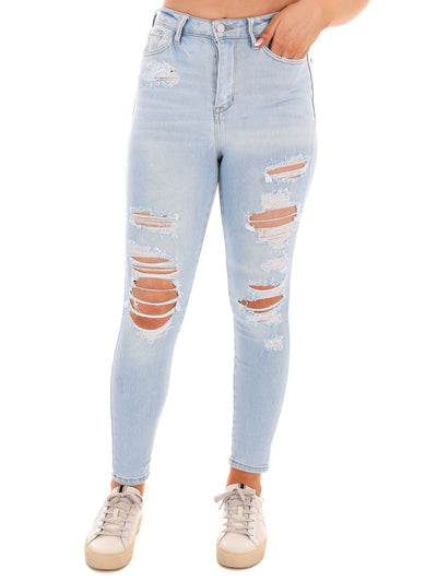 Born to Run Light High Rise Destroy Ankle Skinny Jean