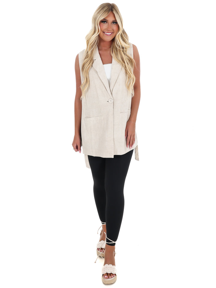 In the Long Run Linen Jacket Vest