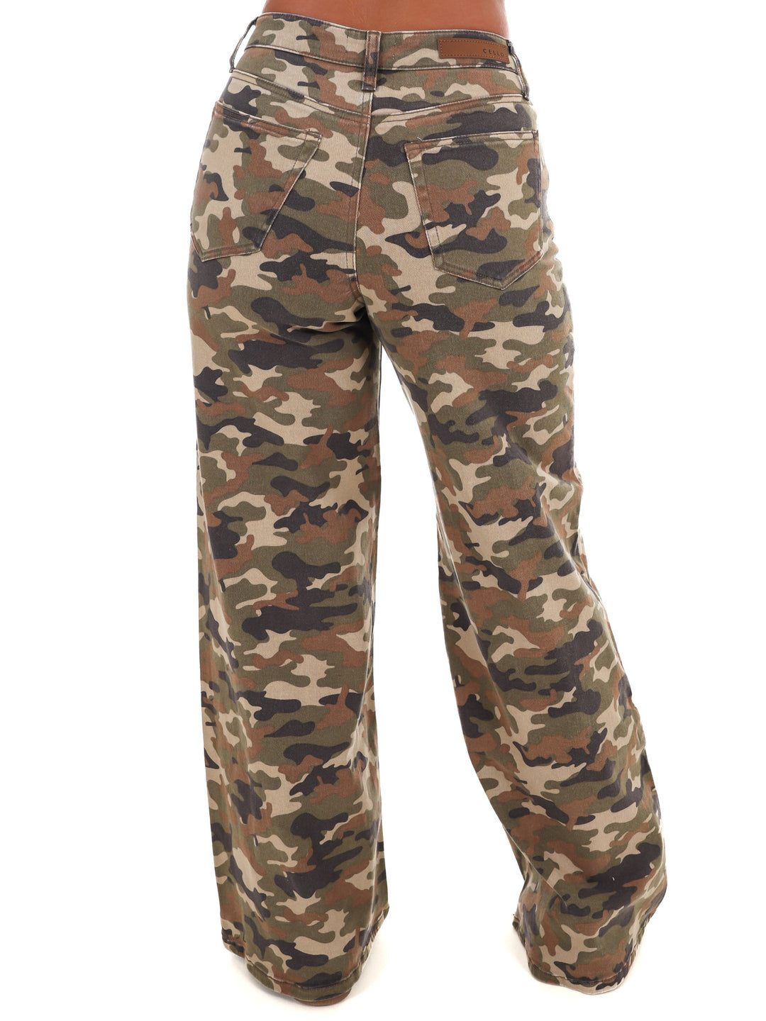 Camo High Rise Wide Leg Jeans