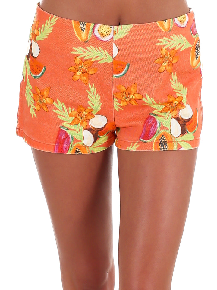 Papaya Paradise Print Shorts