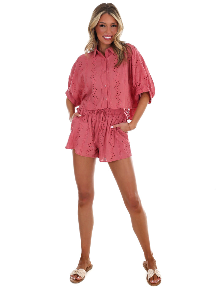 Thinking Out Loud Eyelet Two Piece Set